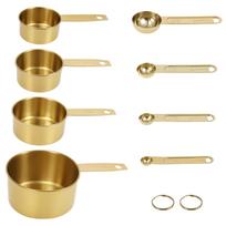 8Pcs Stainless Steel Gold Measuring Cups and Spoons Set Kitchen Gadgets Tablespoon and Teaspoon For Cooking Baking Spice beige