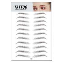 Antakių lipdukai Vandeniui atsparūs Plaukų formos 3D Ilgai išliekantys Antakių tatuiruotės Makiažo pleistrai moterims E 12 white