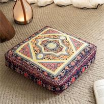 Bohemiška kvadratinė grindų pagalvė, didelė, tatami meditacijos pagalvė, neslystanti, minkšta namų sėdimoji pagalvėlė, jogos, zen svetainės namų dekoras 45x45 white