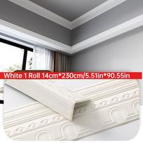 1PC 2.3m/90.55inch Self-Adhesive Foam Wall Edge Strip Stickers Waterproof Baseboard Corner Waist Line Sticker Wallpaper Border 2.3m šviesiai pilka spalva