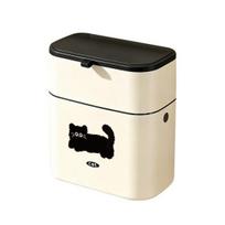 Garbage Can One-Hand Operation Sliding Dual Opening Way And Lifting Cover Trash Bin with Black Cat S
