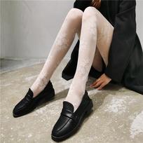 Vintage Rose Black White Stockings Women'S Sheer Floral Pattern Tights Floral Jacquard Pantyhose Anti Hook Mesh Soft Stockings One Size white