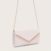 Elegant Leather Envelope Clutch Purse with Rose Gold Chain Strap, Convertible Crossbody Shoulder Bag for Women Formal Occasions rožinė