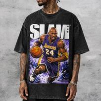 KOBE BRYANT Custom Slam Magazine Cover Mineral Wash Boxy Cotton T-Shirt L black