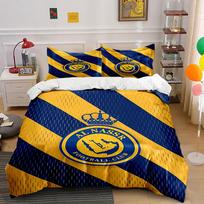 Al Nassr Football Club Bedding Set Bedding Duvet Cover Set Duvet Cover Pillowcases (1 * Duvet Cover 2 * Pillowcases, without duvet insert) 135x200cm yellow