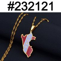 Peru papuošalai Pakabukai Karoliai su Peru vėliava ir žemėlapiu Vestuvėms, vakarėliams, sukaktims-#232121 Water Wave Chain&45cm / 17.7 inches black