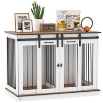 Šunų narvo baldai dideliems šunims, Dvigubas šunų narvas mažiems šunims 120 x 60 x 88.5 cm balta