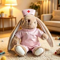 Kūrybingas slaugytojas triušis pliušinis žaislas minkštas pliušinis gyvūnas slaugytojams miela medicininė tema baigimo dovana sveikatos priežiūros darbuotojams 23CM brown