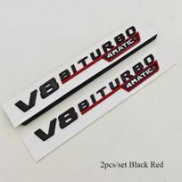 2pcs 3D ABS Vent Fender Trim Emblem Blade V8 BITURBO 4MATIC Logo Car Sticker Fender Badge For Mercedes Benz E300 E400 E53S E63S MH0 gray