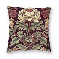 Bordo spalvos gėlių William Morris kvadratinė pagalvės užvalkalas Poliesterio lino aksomo spausdintas dekoratyvinis metamas pagalvės užvalkalas namų užvalkalas x 40cmx40cm(16x16Inch)