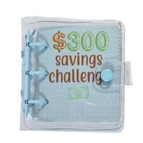 Mini Money Saving Binder PVC Envelope Savings Challenge Fun Way Savings Challenges Book  Save Money pink&blue-300 gray