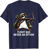 Flight was Never an Option Funny Penguin Archer Medieval T-Shirt XL black
