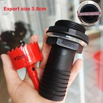 Plastikinio kibiro jungtis su anga. Plastikinio kibiro pagrindo jungtis su 38 mm išleidimo anga Atidarytuvas black