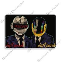 Daft Punk Vintage Poster Rock Music Metal Sign Retro Poster Metal Plaque Pub Bar Club Bedroom Decorative Plate Music Wall Decor 20X30CM gray