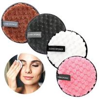 4PCS Makeup Remover Microfiber Cotton Pad Cosmetics Washable Makeup Towel Cleaning Sponge Skin Care Tool Makeup Remover and Faci black