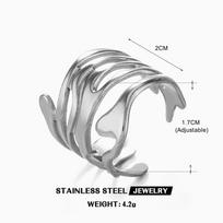 LATS Stainless Steel Lava Irregular Hollow  Ring for Women Metal Texture Waterproof Daily Simple Stylish Golden Rings Jewelry resizable gray