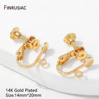 14K Gold Plated Brass Round Head Screw Ear Clips,DIY Handmade Clip On Earrings Parts No Pierced Ear Clips Jewelry Findings 1 pair beige