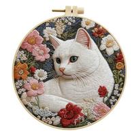 Relaxing Handmade Craft Set For Cats Embroidery Includes Supplies And Instructions For All gray