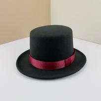 Fedoras Wool Magic aukšta skrybėlė Britiška juoda džiazo aukšta skrybėlė vyriška teismo džentelmeno plokščia veltinio skrybėlė Diržinė britiška sombreras S 54-56 black