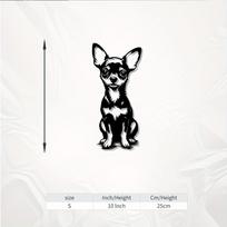 1pc Cute Chihuahua Metal Wall Art, Adorable Dog Statue Mural, Durable Decor for Home Walls Garden Fence, Christmas Easter Gift for Pet Lover S/25CM/10Inch white