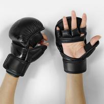 Combat gloves MMA half finger boxing gloves PU Leather Fight with gloves Combat gloves Adult Muay Thai Competition Glove S  for child juoda
