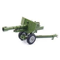 World War 2 WW2 Army Military Soldiers Cannon Weapon Accessories DIY Assembly Building Block Set Block Bricks Toys  Playsets For Children Gift Present gray