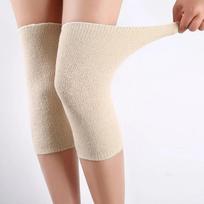 1 Pair Long Cashmere Warm Kneepad Wool Knee Support Men Women Cycling Lengthen Protector Pad Winter Running Knee Protector smėlis