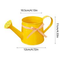 Watering Can Small 1L Metal Pot with Sprinkler Head and Gingham Ribbon Modern Plant Watering Cans for Home Office Balcony Garden