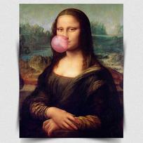 Mona Lisa with Bubble Gum METAL WALL SIGN PLAQUE humorous poster print artAluminum 20x30cm（7.8x11.8inch） gray