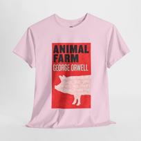 Animal Farm T-Shirt George Orwell Book Cover Pink Pig Retro Graphic S-5XL XXL white