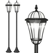 2 PCS 1.3M Garden Solar Lamp Post Lights Solar Powered LED Lantern Patio Pathway Walkway Outdoor Water-Resist Auto Switch 6 Hours Black 18.5 x 18.5 x 129 cm juoda