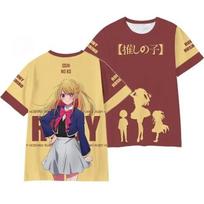 Summer Men's T-shirt Anime Oshi No Ko 3D Printed for Women Street Casual Fashion Short-sleeved O-collar Children Loose Tees Tops XXS beige
