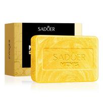 SADOER 24K Golden Men's Facial Soap Anti-aging Face Wash Bar Moisturizing Facial Cleanser for Shaving Body Bath Handmade Soap black