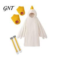 Loose Fit Warm Hoodie 1 Set Goose Blanket Hoodie, Unisex Cartoon Pajamas Set, Oversized Soft Animal-themed Bodysuit with Yellow Beak Design, XXL balta