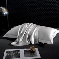 40 Momme Mulberry Silk Pillowcase Pair - 100% Real Silk, Ice Silk, 48x74cm, Summer Comfort 48x74cm Pure Silk Wide Edge - Single gray