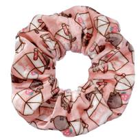 Pusheen the Cat Pink Strawberry Milk Carton Hair Scrunchie beige