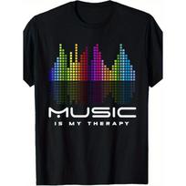 DJ Techno Music Equalizer EDM Party T-Shirt with Soundwave Graphic &  Music Is My   Slogan - Unisex Casual Round Neck Short Sleeve Tee for Men & S juoda