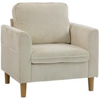 Svetainės fotelis iš veliūro su gofruotu paviršiumi, minkštas 1 vietos sofa su plačia sėdimąja dalimi ir spyruokliniu čiužiniu, 83x74x87cm, smėlio spalvos 83 x 74 x 87 cm smėlis