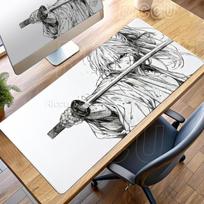 Japan Samurai Warrior Style MousePad Simple Gamer Desk Offices Accessories Mechanical Keyboard Rug Black And White Rubber Carpet 30cmx60cm white