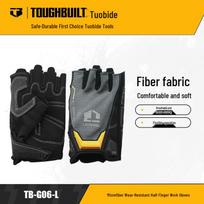 TOUGHBUILT TB-G06-L Wear-Resistant Half-Finger Work Gloves for Construction & Household Use yellow