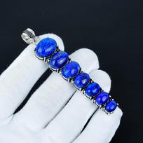 Natūralaus lapis lazurito pakabukas, 925 sterlingų sidabro pakabukas, Rankų darbo pakabukas, Antikinis pakabukas, Lapis lazurito akmens pakabukas, Valentino dienos dovana 3.14" mėlyna