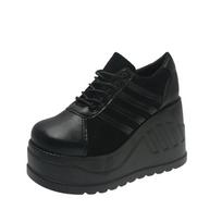 Moteriški batai su platforma Juodi Didelio dydžio Ploniniai sportbačiai 10 cm Aukštakulniai Suvarstomi Madingi Goth Pumps Batai Moterims Punk Tenisas 35 juoda