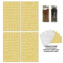 8sheet/set Transparent Spice Labels Preprinted Waterproof Black White Letter Kitchen Jar Stickers for Cans Self-Adhesive Black white