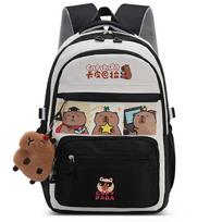Travel Schoolbag for Girls Cute Capybar Backpack for Primary School Students Junior High School Students Large Capacity Backpack single package gray