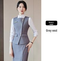 Women's Professional Suit - Receptionist, Flight Attendant, Catering, Cashier Uniform XXL gray