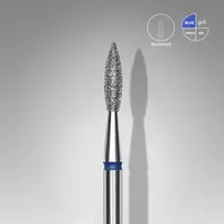 Deimantinė freza „Aštri liepsnelė“ (mėlyna / raudona), skersmuo 2,1 mm, darbinė dalis 8 mm - mėlyna / vidutinė