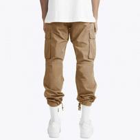 Men's Plus Size Multi-Pocket Pants Loose Straight Leg Street Work Pants Drawstring Sweatpants M beige
