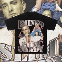 Raperio Eminemo spausdinta marškinėliai Vyrams Moterims T-shirt Mada Hip Hop Rock Per dydžio Trumpomis Rankovėmis Vasariniai Medvilniniai Marškinėliai Drabužiai Viršutiniai S juoda