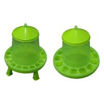 Chicken Feeder Waterer Drinker Barrel Food Dispenser Automatic Poultry Feeder for Turkey 28x24cm No Bracket green