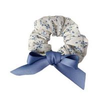 Hair Rope Fluffy Hair Volume Booster Widened Pleated Design Satin Bow Ribbon Hair Tie Pastoral Style Hair Accessory A gray